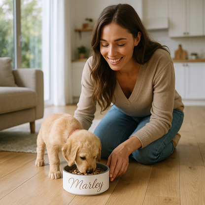 Luxurious Personalised Pet Food Bowl With Pet's Name